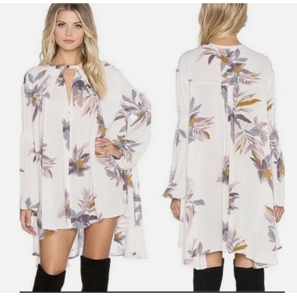 Free People Tree Swing Electric Orchid Choker Mini Tunic Dress XS